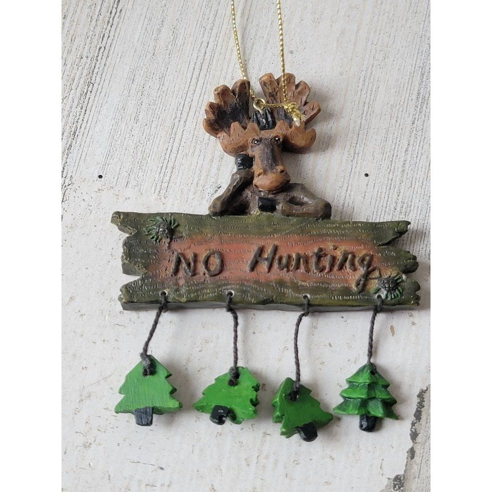 No hunting sign moose Xmas tree ornament Forest Huntsman